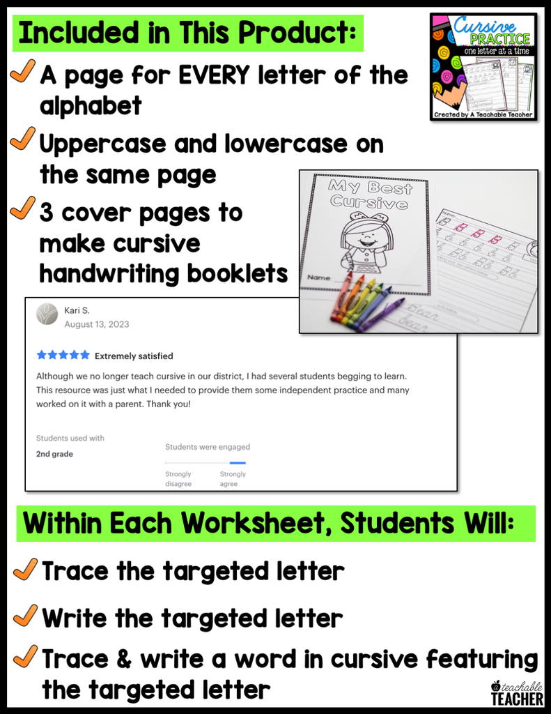Word Time In Cursive Cursive Practice - One Letter at a Time – A Teachable Teacher