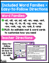 Snowman Word Families - Center Activity