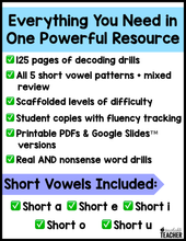 Decoding Drills for Building Phonics Fluency - The Short Vowel Edition