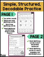 Diphthong Words- Worksheets for Reading Intervention