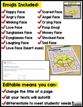 Editable Emoji Color-by-Code Activities
