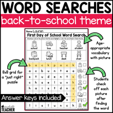 Back to School Themed Word Searches