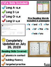 CVCe Words- Worksheets for Reading Intervention