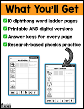 Phonics Diphthong Words Word Ladders and Word Chains