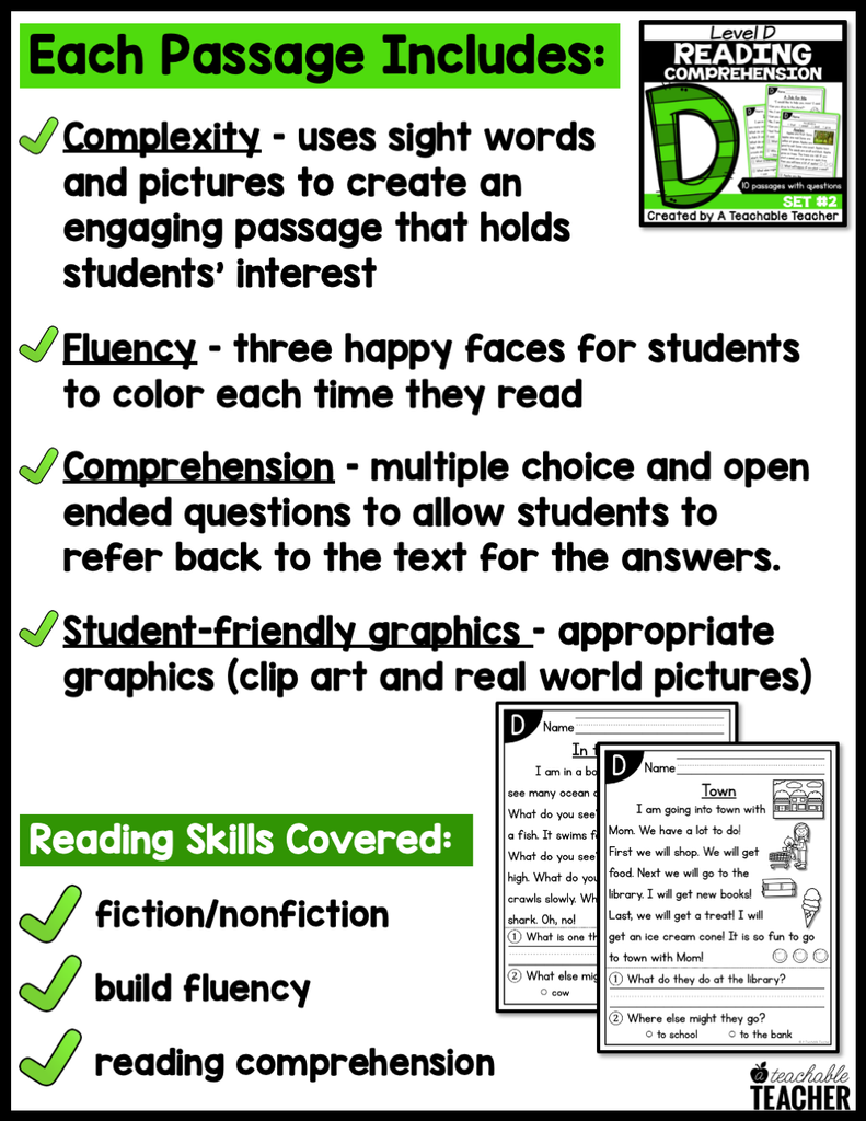 Level D Reading Comprehension Passages and Questions Set Two A