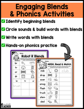 Halloween Blends Activities- NO PREP Phonics Worksheets