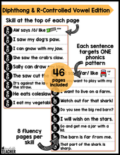 Phonics Based Fluency Sentences - Diphthongs and R-Controlled Vowels