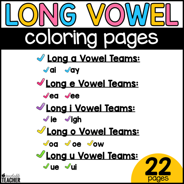 Long Vowel Teams Coloring Pages – A Teachable Teacher