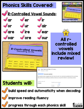 Decoding Drills for Building Phonics Fluency - R-Controlled Vowels Edition