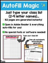 A Magical Set of Name Practice Worksheets- Editable