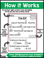 Kindergarten Christmas Reading Comprehension - Pre-Primer Words