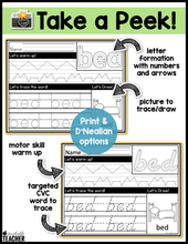 CVC Words Trace and Draw