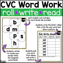 CVC Word Work - Roll, Write, Read