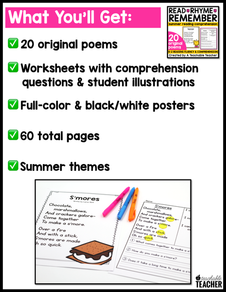 Read Rhyme Remember - Summer Reading Comprehension – A Teachable Teacher