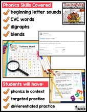 Thanksgiving Phonics Bundle- NO PREP
