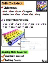 Phonics Based Fluency Sentences - Diphthongs and R-Controlled Vowels