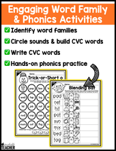 Halloween CVC Words Activities- NO PREP Phonics Worksheets