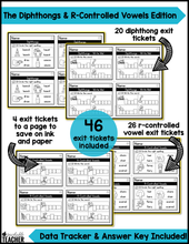 Phonics Exit Tickets - The Diphthongs and R-Controlled Vowels Edition