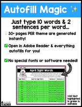 April Editable High Frequency Word Printables