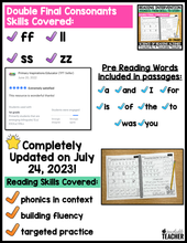 Double Final Consonants - Worksheets for Reading Intervention