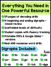 Decoding Drills for Building Phonics Fluency - The Digraphs Edition