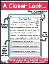 Back to School Reading Comprehension