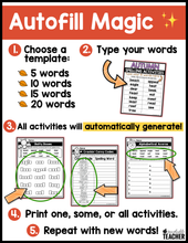 Fall Spelling Activities - EDITABLE