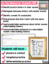 Summer Review Letter Sounds Activities- NO PREP Phonics Worksheets