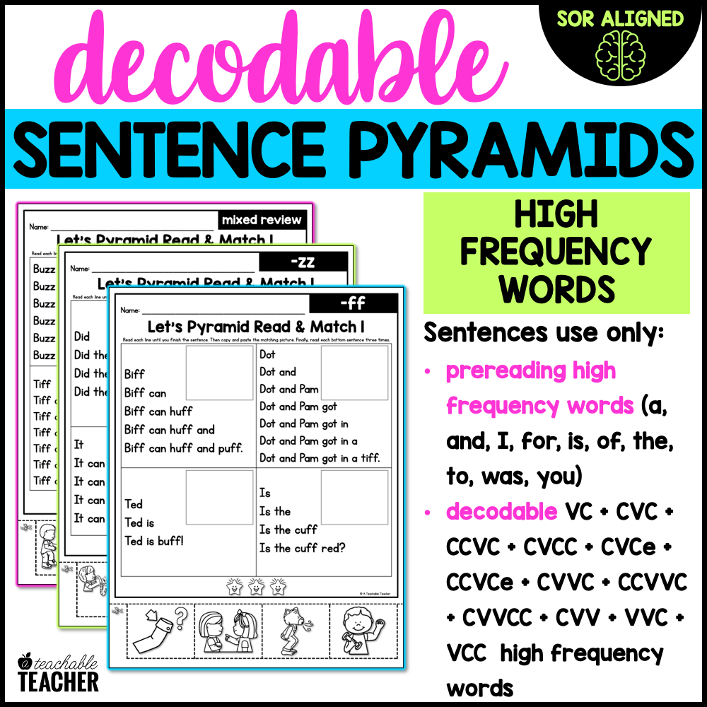 Decodable Sentence Pyramids- Double Final Consonant Words – A Teachable ...