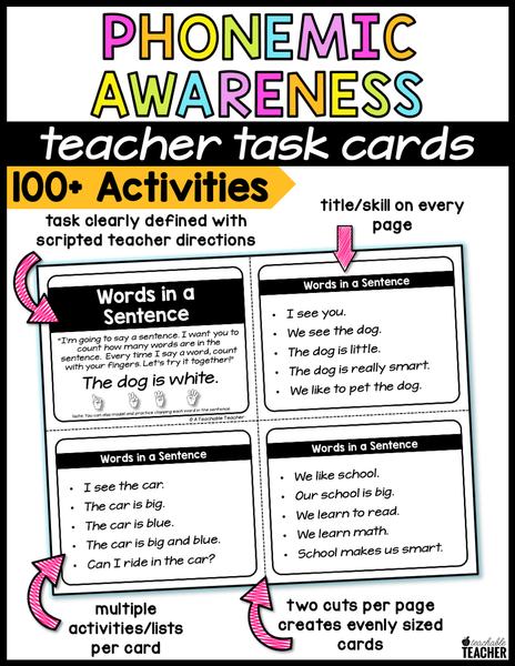 Phonemic Awareness Teacher Task Cards – A Teachable Teacher