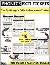 Phonics Exit Tickets - The Diphthongs and R-Controlled Vowels Edition