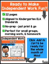 Kindergarten Independent Work - May