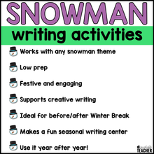 Snowman Writing Activities - K-1