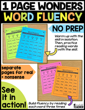 1 Page Wonders for Building Word Fluency - Long Vowels