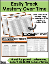 Phonics Exit Tickets - The Rhyming and Syllables Edition