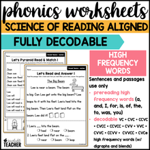 Long Vowel Teams - EA/EE Phonics Worksheets - The Science of Reading
