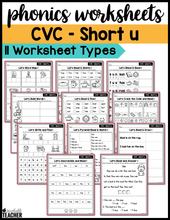 Phonics Short U CVC Words Science of Reading Worksheets: Decodables, Word Work