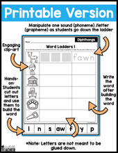 Phonics Diphthong Words Word Ladders and Word Chains