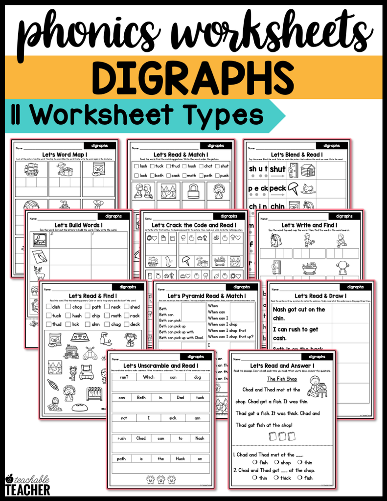 Science Digraphs Digraphs Phonics Worksheets - The Science of Reading – A Teachable Teacher