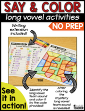 Say and Color - Long Vowel Activities - Vowel Teams