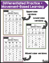 Move and Master Fluency Tables - Alphabet Edition