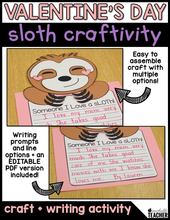 Valentine's Day Sloth Craftivity