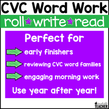 CVC Word Work - Roll, Write, Read