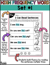 High Frequency Word Sentences for Fluency- Set #1