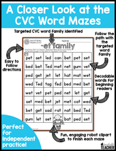 Word Family Mazes - CVC Edition