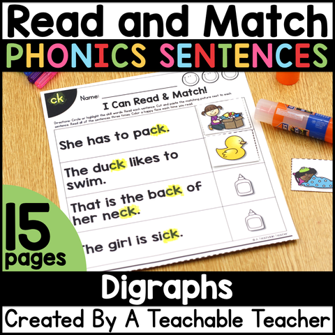 Read and Match Phonics Sentences - Digraphs
