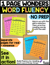 1 Page Wonders for Building Word Fluency - Blends