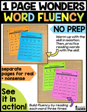1 Page Wonders for Building Word Fluency - R-Controlled Vowels