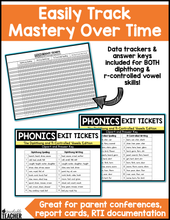 Phonics Exit Tickets - The Diphthongs and R-Controlled Vowels Edition