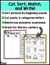 Summer Review Letter Sounds Activities- NO PREP Phonics Worksheets